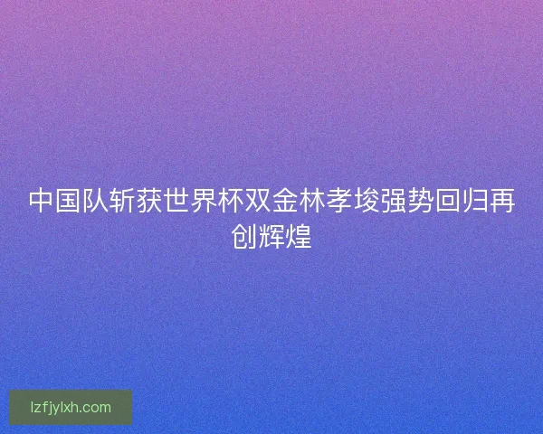 中国队斩获世界杯双金林孝埈强势回归再创辉煌